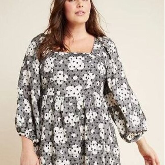 Anthropologie Jane Textured Floral Babydoll Dress – Size 2 - Picture 1 of 7